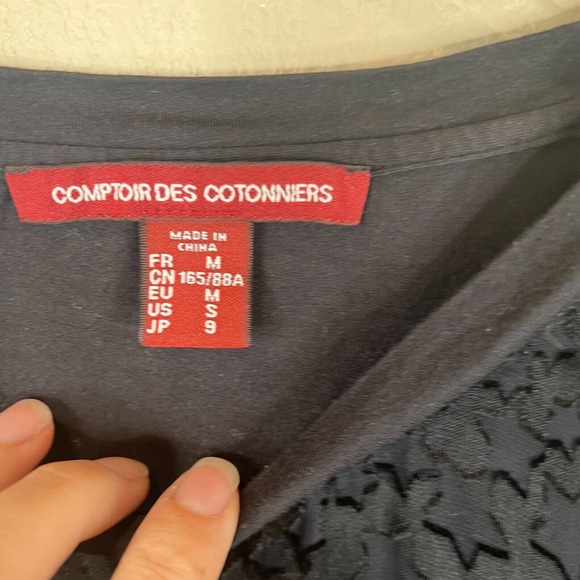 Comptoir Des Cotonniers Womens Star T-Shirt Size Small Black Short Sleeve Crew - Picture 5 of 10